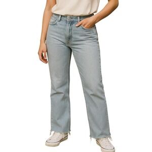 CLASH Frayed Hem Jeans Straight Leg Denim